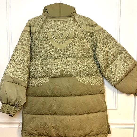 Free People Headed For The Hills Embroidered Puffer Jacket Military Green, S NWT - Picture 14 of 14